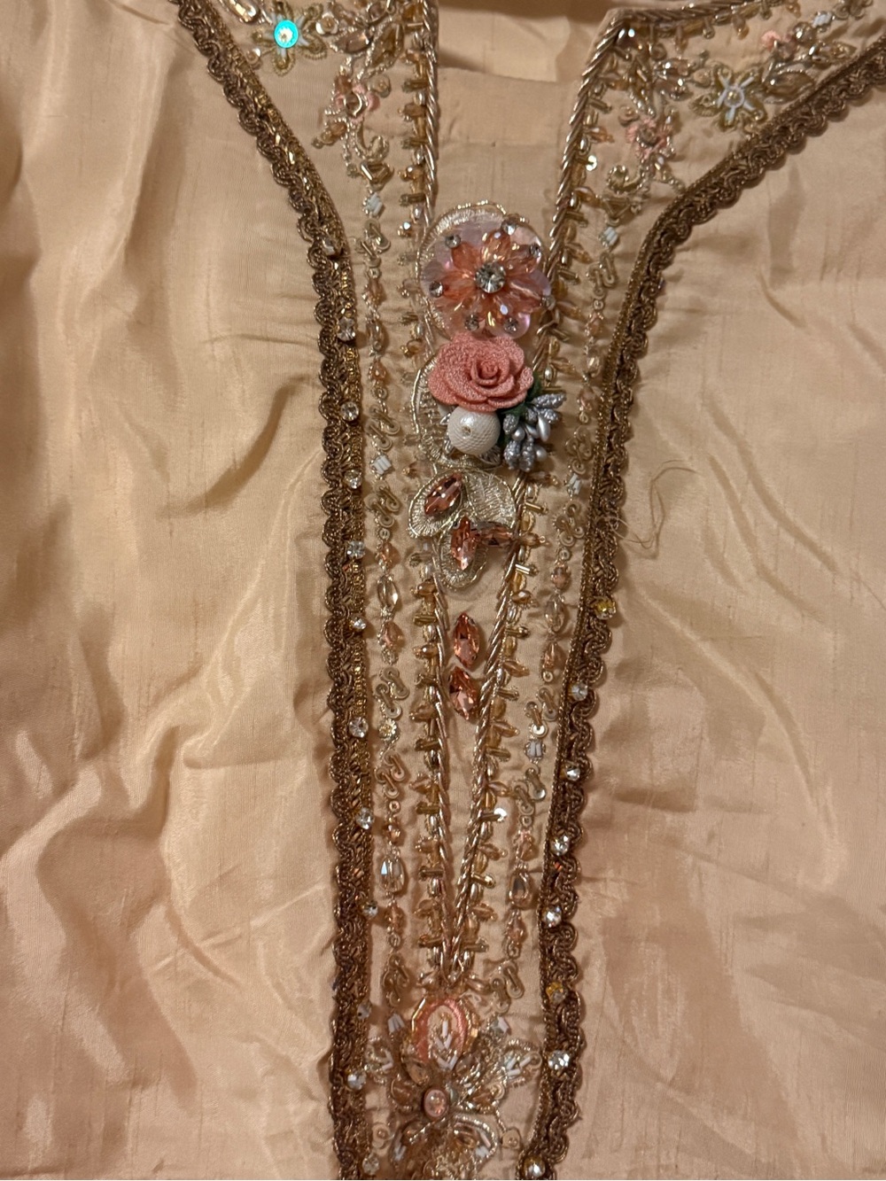 Embellished Long-Sleeve Women's Dress in Blush Peach